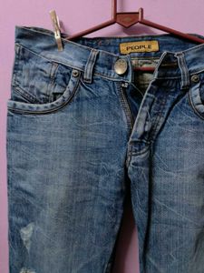Stylish Blue Distressed Denim Jeans