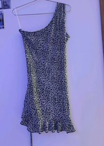 Leopard Print One Shoulder Dress
