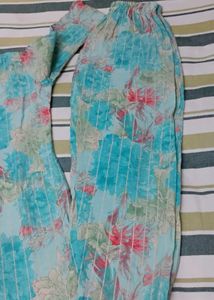 Blue Floral Print Kurta