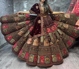 Embroidered Velvet Lehenga Choli