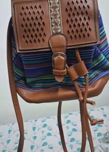 Semi Leather Look Stylish Girls Backpack