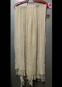 Vintage Handmade Fringe Crochet Knitted Shawl