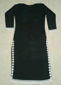 Elegant Black Kurta Set with White Lace