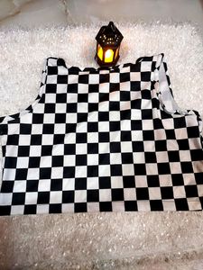 White &amp; black Crop Top For Women