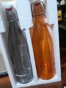 Newly Unused Set Of 2 Glass Bottle