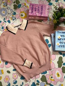 Pink Collared Knit Sweater