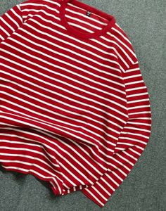 Uniqlo Red Striped Long Sleeve Warm T-Shirt