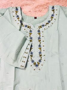 Light Blue Embroidered Kurta Set with Dupatta