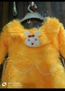 Cute Yellow Faux Fur Bunny Dress