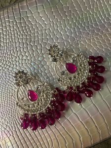 Heavy Rani Kundan Pearl Chandbali