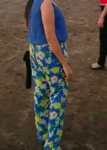 Floral Print Jumpsuit With Pearly Neckline