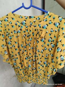 Vibrant Yellow Floral Smocked Top
