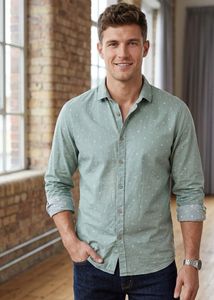 Men's Light Green Dot Print Shirt