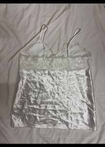 White Satin Lace Trim Camisole