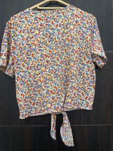 Floral Print Tie-Front Top