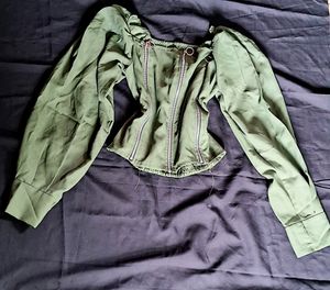 Square Neck Top With Zip Front