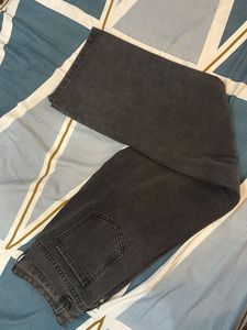 URBANIC Grey Ripped Wide Leg Jeans