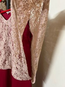 Lace Top Red Dress
