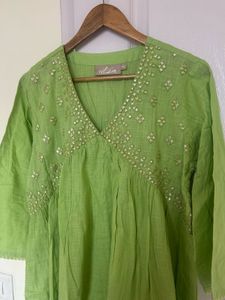Vibrant Green Embellished Kurta Set