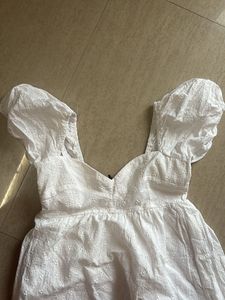 Chic White Eyelet Puff Sleeve Dress