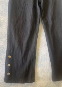 Black Cropped Jeans with Button Detail