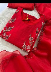 Elegant Red Embroidered Kurta Set