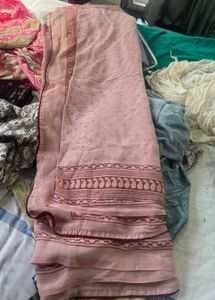 Elegant Pink Paisley Print Saree combo