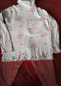 Floral Print Long Sleeve Top with pant for kids