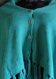 Stylish Green Knitted Poncho
