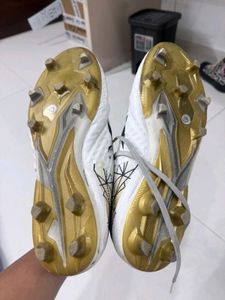 White &amp; Gold Football Cleats