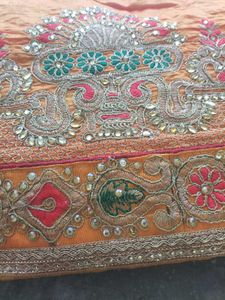 😱new heavy orange 🔥Raj Gharana work silk saree �