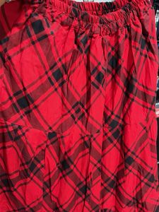 Red &amp; Black Plaid Maxi Skirt