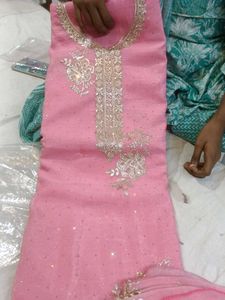 Elegant Pink suit Set with Embroidery