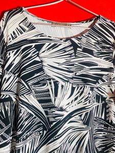 Imported Chic Monochromatic Leaf Print Dress