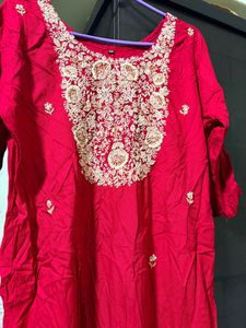 Embroidered Red Kurta