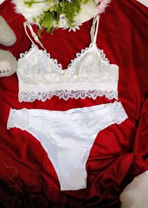 White Lace Bralette and Panty Set