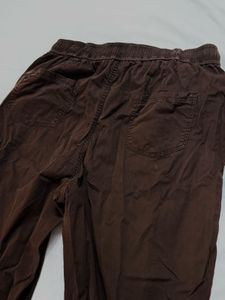 Men's Brown Relaxed Fit Drawstring Pants