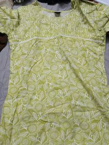 Green Floral Print Kurta