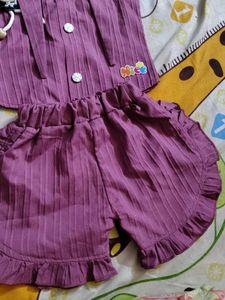 Adorable Purple Ruffled Top &amp; Shorts Set