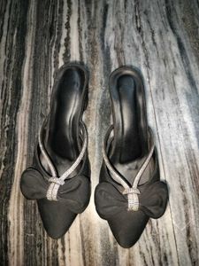 Elegant Black Bow Heels