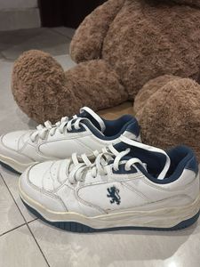 White & Blue Casual Sneakers