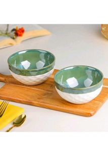 Chic Green & White Bowl Set