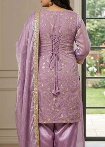 3xl Lavender Embroidered Kurta Set