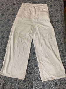 White wide leg jeans