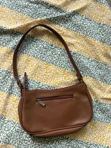 Brown Shoulder Bag with Chain Detail