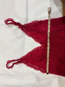 Red Lace Trim Nightgown