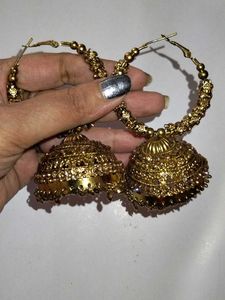 Elegant Gold Jhumka Hoop Earrings
