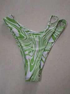S Lime Green Swirl Print Bikini Bottoms
