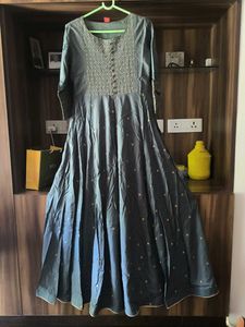 Elegant Grey longKurta/ gown with Embelli