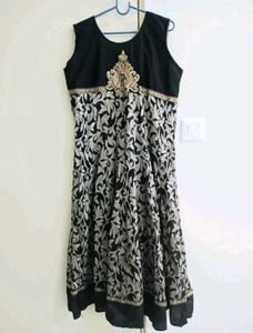 Elegant Black &amp; White Embroidered Dress